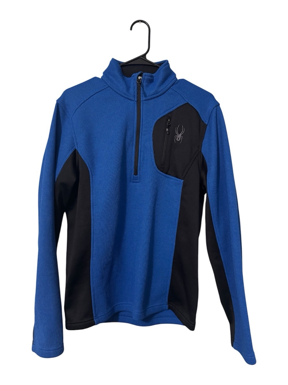 Spyder Men's Blue & Black Quarter-Zip Fleece Pullover Size Small